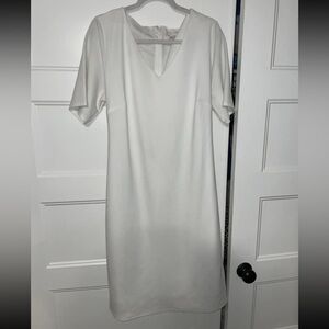 White Short Sleeve V-Neck Formal Dress